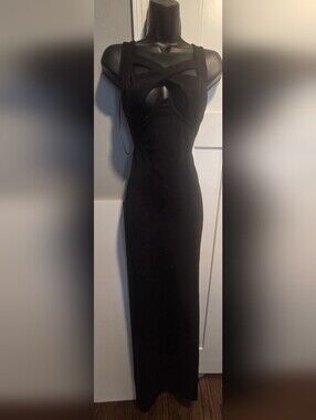 Black Cutout Maxi Dress - Women's Evening Gown